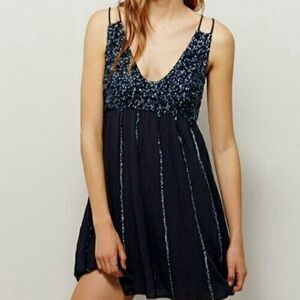 free people glitter girl sequin slip mini dress XS